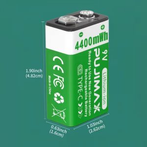 4шт. літієвих батерей 9V, 4400Mwh, зарядка Type-C 4шт. літієвих батерей 9V, 4400Mwh, зарядка Type-C